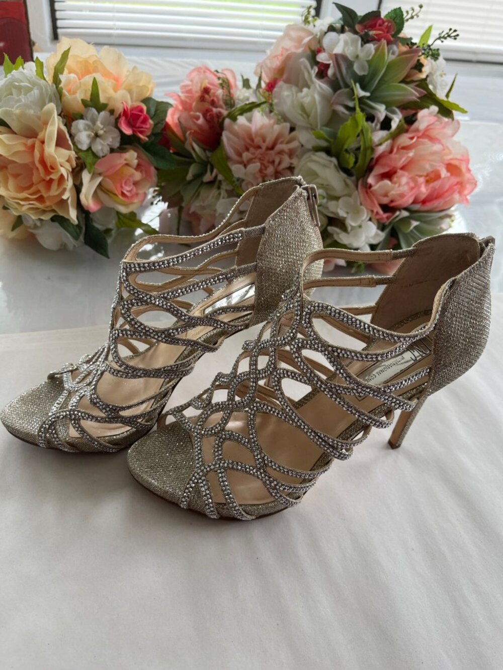 INC International Concepts Rhinestone Cage Stiletto Heels 7.5M